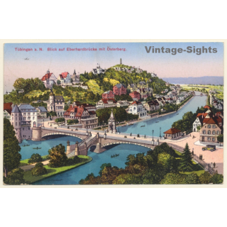 Tübingen / Germany: Eberhardbrücke mit Österberg (Vintage PC 1926)