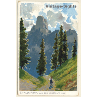 Zeno Diemer: Ettaler Mandel von der Laberalpe aus (Vintage PC ~1910s)