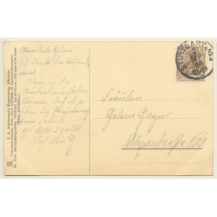 Albrecht Dürer: Old Man of 93 Years (Vintage Artist PC 1908)