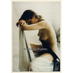 Artistic Erotic Study: Brunette Nude on Chair (Vintage Photo ~1990s)