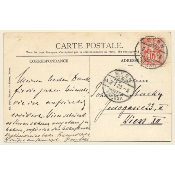 Bern / Switzerland: Nydeck mit Münster & Kirchenfeld (Vintage PC 1908)