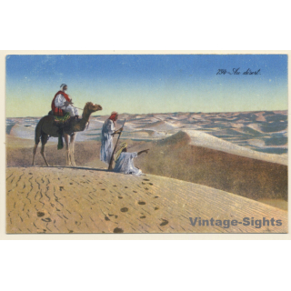 Lehnert & Landrock N°794: Au Désert / Camels (Vintage PC 1920)