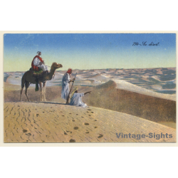 Lehnert & Landrock N°794: Au Désert / Camels (Vintage PC 1920)