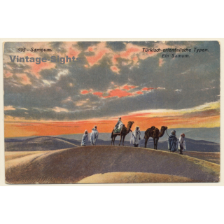 Lehnert & Landrock N°795: Samoun / Camels - Desert (Vintage PC 1918)