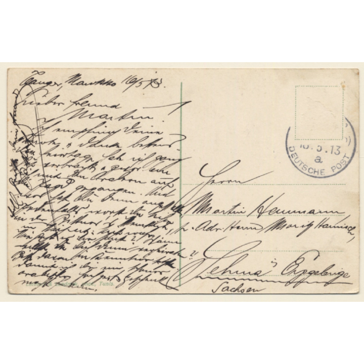 Lehnert & Landrock N°648: Rencontre dans l'Oasis / Camels (Vintage PC 1913)