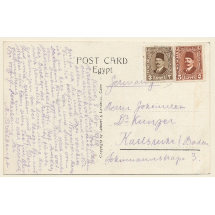 Lehnert & Landrock N°171: Cairo - The Cheops Pyramid / Camel (Vintage RPPC 1929)