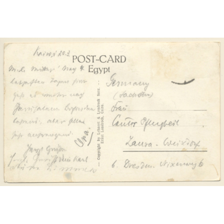 Lehnert & Landrock N°144: Cairo - Tombs of the Califs / Camels (Vintage RPPC 1910s/1920s)