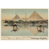 Cairo / Egypt: Village & Pyramides / Camels (Vintage PC 1933)