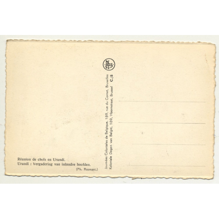 Meeting Of Chiefs In Urundi / Réunion De Chefs En Urundi (Vintage PC B/W: Nels)