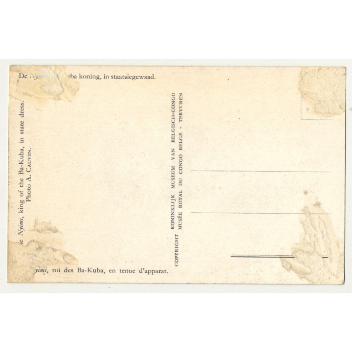 Nyimi, King Of Ba-Kuba In Ceremonial Dress / African Chief (Vintage PC B/W)