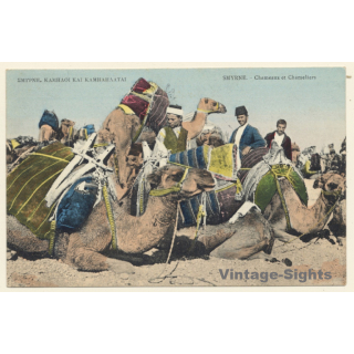Izmir - Smyrna: Chameaux et Chameliers / Camel Caravan (Vintage PC ~1910s/1920s)