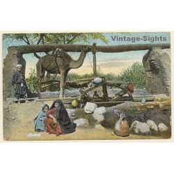 Egypt: Chadouf - Saqiyah - Scoop Wheel - Camel - Natives (Vintage PC ~1910s)