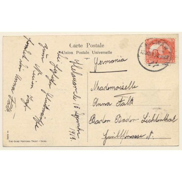 Cairo: Camels crossing the road near Sakkarah (Vintage PC 1913)