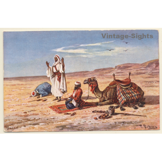F.Perlberg: Prayer in the Desert - Camel - Islam (Vintage PC 1910s/1920s)