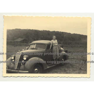 Woman Posing On Hudson Terraplane Cabrio - Congo? (Vintage Photo B/W)