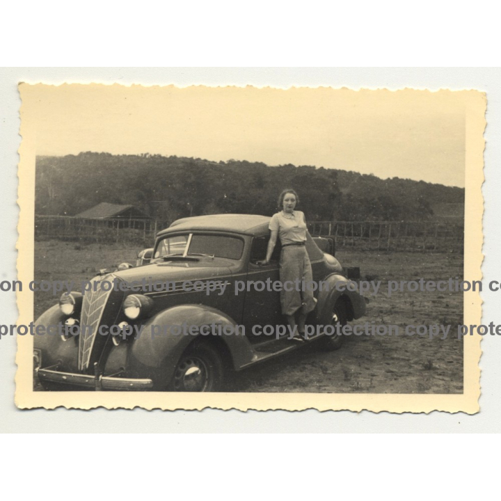 Woman Posing On Hudson Terraplane Cabrio - Congo? (Vintage Photo B/W)