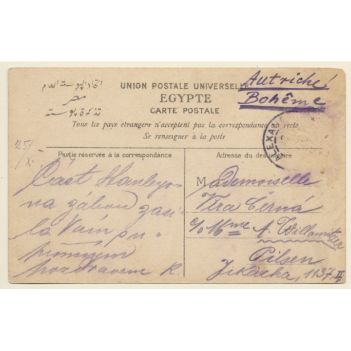 Alexandria / Egypt: Bay from Stanley to Ramleh / Camels (Vintage RPPC 1920s)