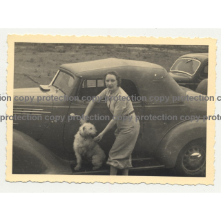 Woman & Dog On Side Step Of Hudson Terraplane Cabrio - Congo? (Vintage Photo B/W)