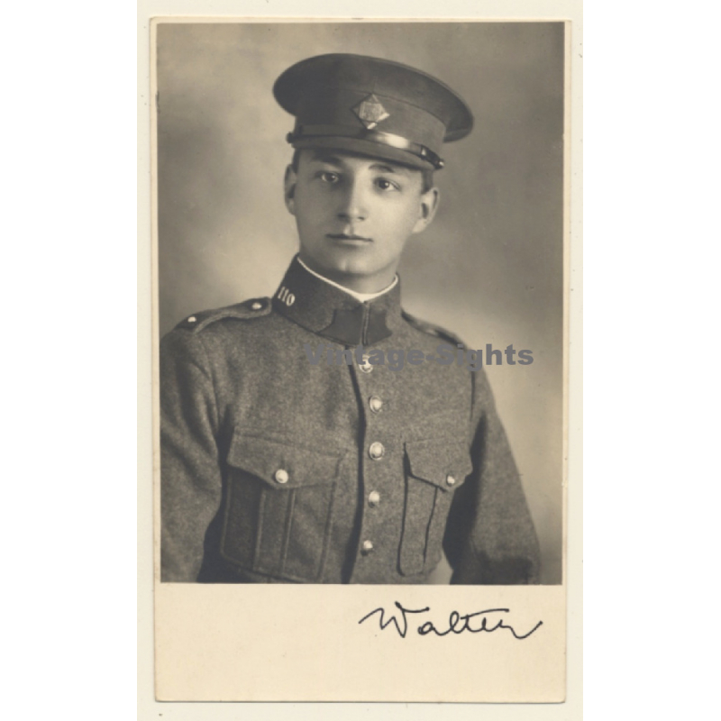 WW2: Handsome Young German Soldier In Uniform *1 (Vintage RPPC 1930s/1940s)