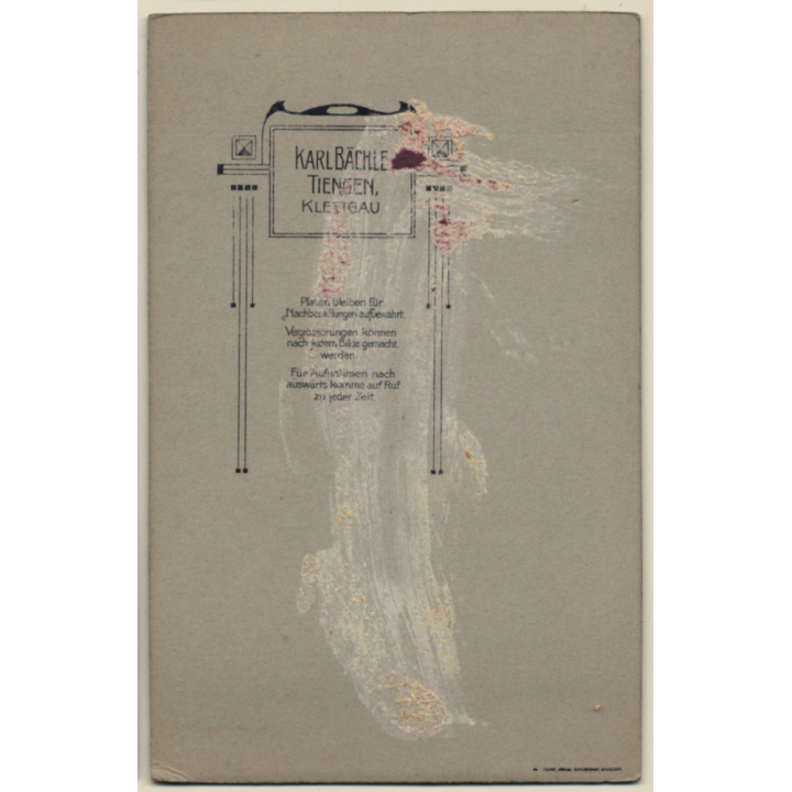 Karl Bächle / Tiengen: 2 Teenage Sisters in Elegant Robes (Vintage Cabinet Card ~1910s)