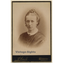 A. Arndt / Stassfurt: Portrait of Young Woman with Updo (Vintage Cabinet Card ~1900s/1910s)