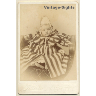 Taber / San Francisco: Baby Girl With Funny Hat (Vintage Cabinet Card ~1890s/1900s)