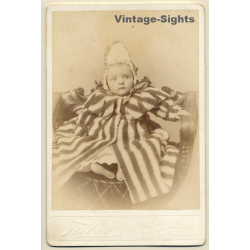 Taber / San Francisco: Baby Girl With Funny Hat (Vintage Cabinet Card ~1890s/1900s)