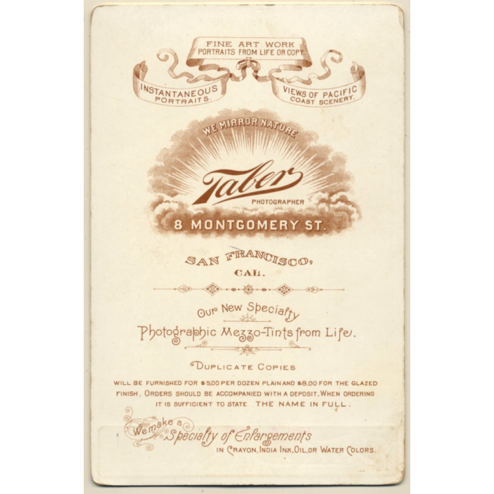 Taber / San Francisco: Baby Girl With Funny Hat (Vintage Cabinet Card ~1890s/1900s)