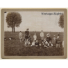 Large Victorian Family on Meadow / Bicycle (Vintage CDV ~1890s/1900s)