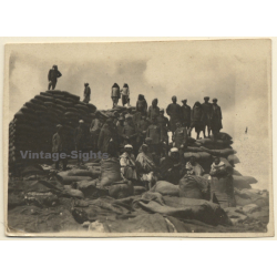 Algeria?: French Colonial Soldiers & Locals at Sandbag Defensive Position (Vintage Photo 1921)