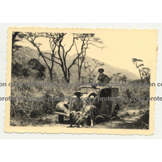 Driver On Roof Of Modificated 1934 Ford Deluxe  - Congo? (Vintage Photo B/W)