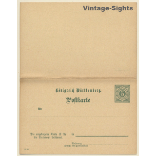 Ganzsache: Königreich Württemberg 5 Pf. mit Antwort (Vintage PC 1891)