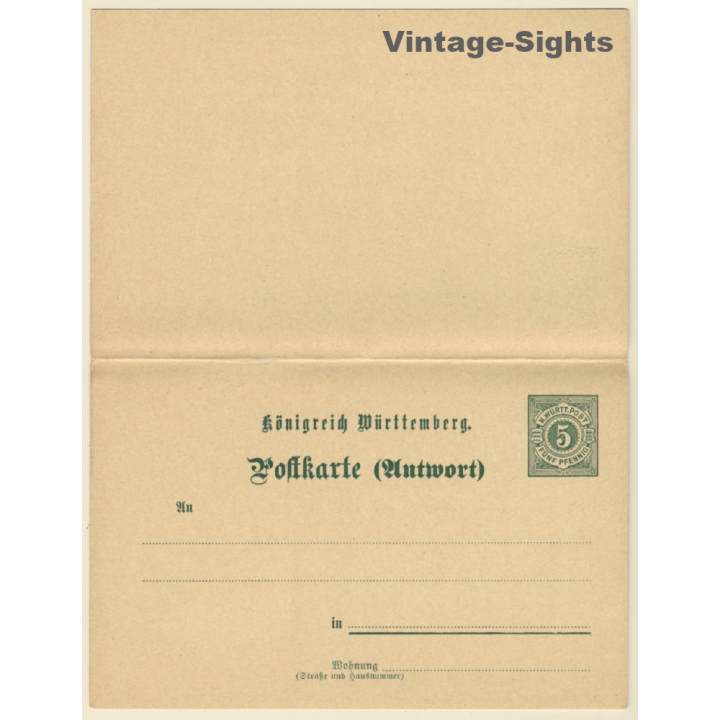 Ganzsache: Königreich Württemberg 5 Pf. mit Antwort (Vintage PC 1891)
