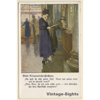 Brynolf Wennerberg: Elegante Damen beim Kriegsanleihe Zeichnen (Vintage PC ~1910s)