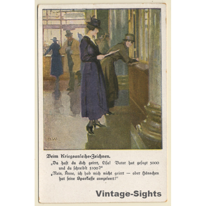 Brynolf Wennerberg: Elegante Damen beim Kriegsanleihe Zeichnen (Vintage PC ~1910s)