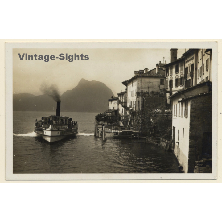 Gandria / Lago Di Lugano: Steamship - Villas on Seashore (Vintage RPPC 1920s/1930s)
