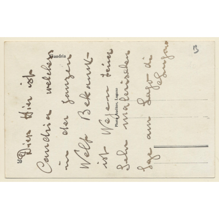 Gandria / Lago Di Lugano: Steamship - Villas on Seashore (Vintage RPPC 1920s/1930s)