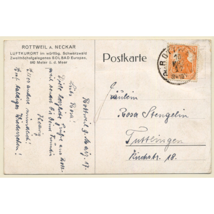 Rottweil / Germany: Total View - Hochbrückthorstrasse (Vintage PC 1917)