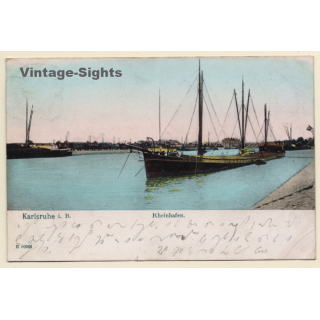 Karlsruhe / Germany: Rheinhafen - Schiffe (Vintage PC 1904)