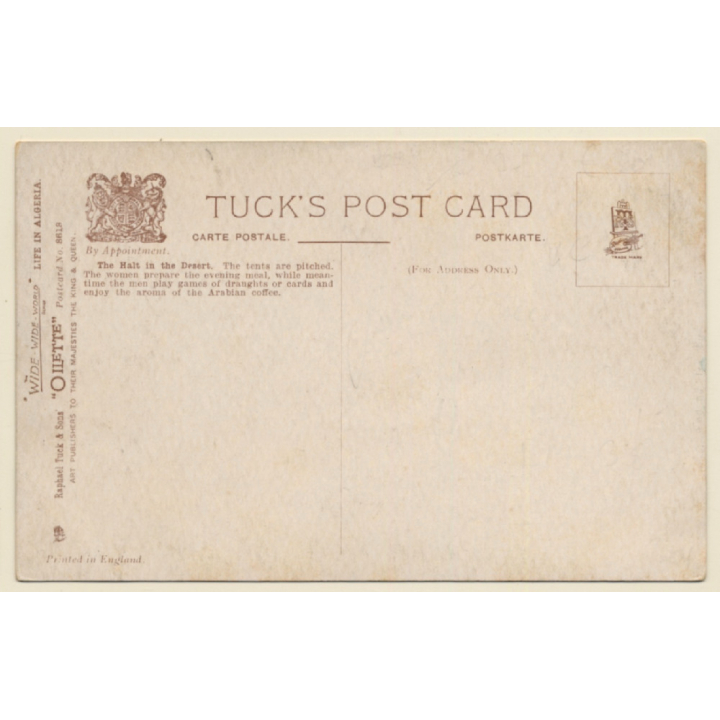 Algeria: Halt in the Desert - Nomads Playing Chess (Vintage PC 1910s/1920s )