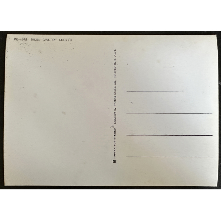 PK-265: Nude Bikini Girl Of The Grotto / Pin-Up (Vintage 3D Stereo Effect Postcard Toppan)