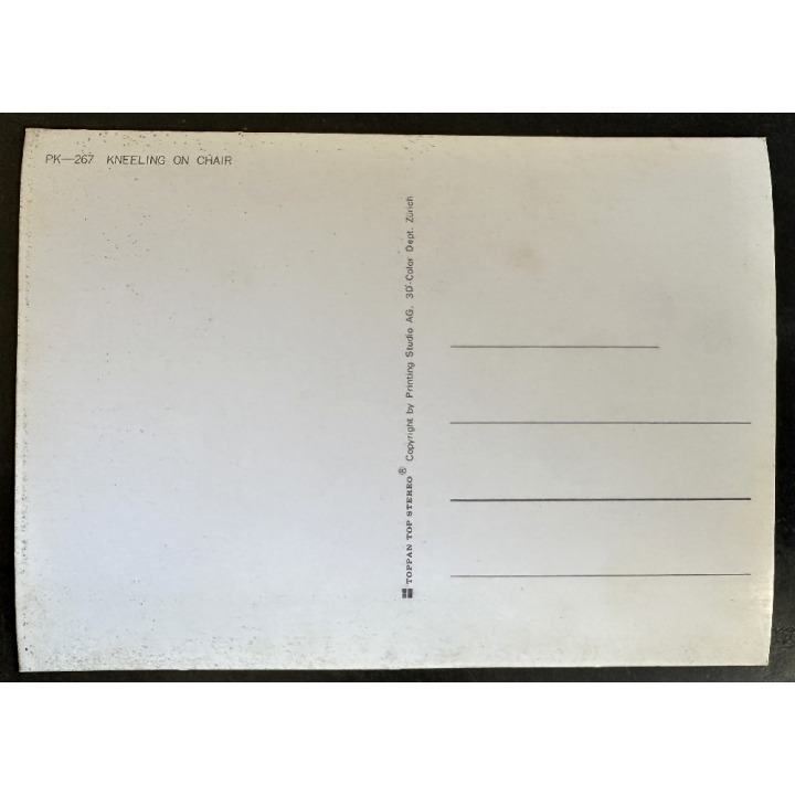 PK-267: Nude Kneeling On Chair / Pin-Up (Vintage 3D Stereo Effect Postcard Toppan ~1960s/1970s)