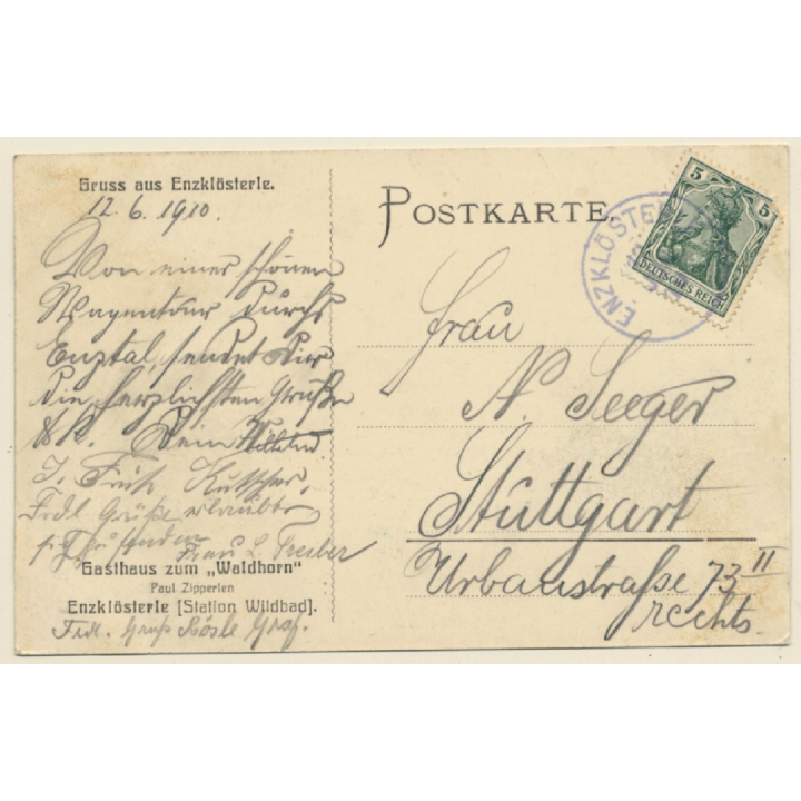 Enzklösterle im Schwarzwald: Ortsansicht (Vintage PC 1910)