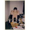 Erotic Study: Cheeky Darkhaired Nude In High Leather Boots (Vintage Photo ~1990s)