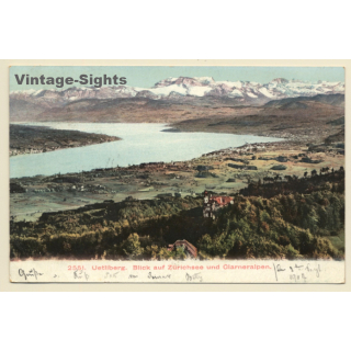 Uetliberg / Switzerland: Blick auf Zürichsee und Glarneralpen (Vintage PC 1907)