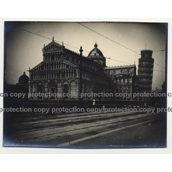 Leaning Tower Of Pisa & Cathedral / Italy (Vintage Photo / Gelatin Silver ~1920s)