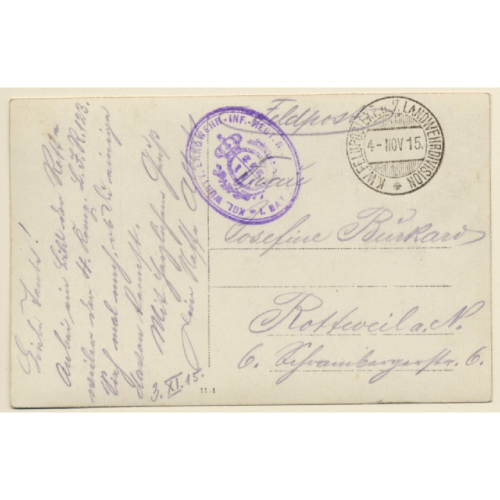 WW1: Königl. Württ. Landwehr Infantrie Regiment (Vintage RPPC 1915)