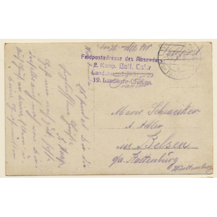 Calw / WW1: Soldat - 2. Komp. Landsturm Inf. Regt 39 (Vintage RPPC ~1910s)