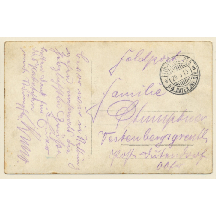 WW1: Young German Soldier In Uniform Smoking Cigarette (Vintage RPPC 1915)