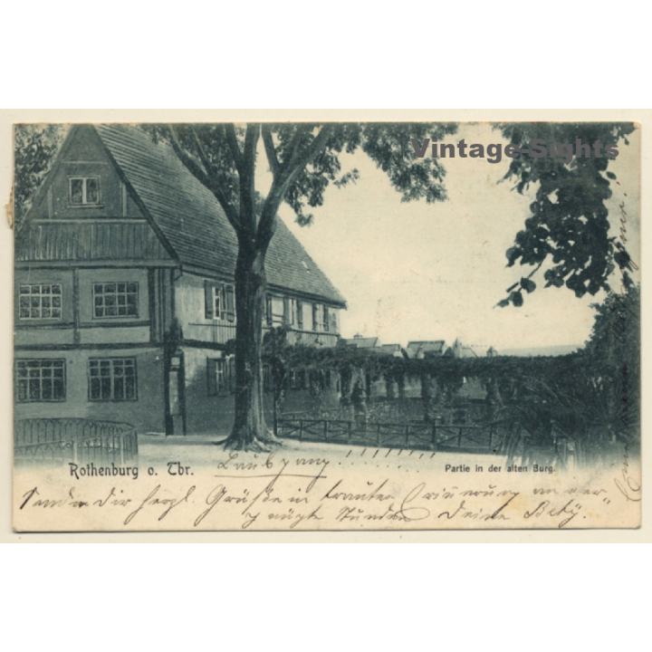 Rothenburg ob der Tauber: Partie an der alten Burg (Vintage PC 1904)